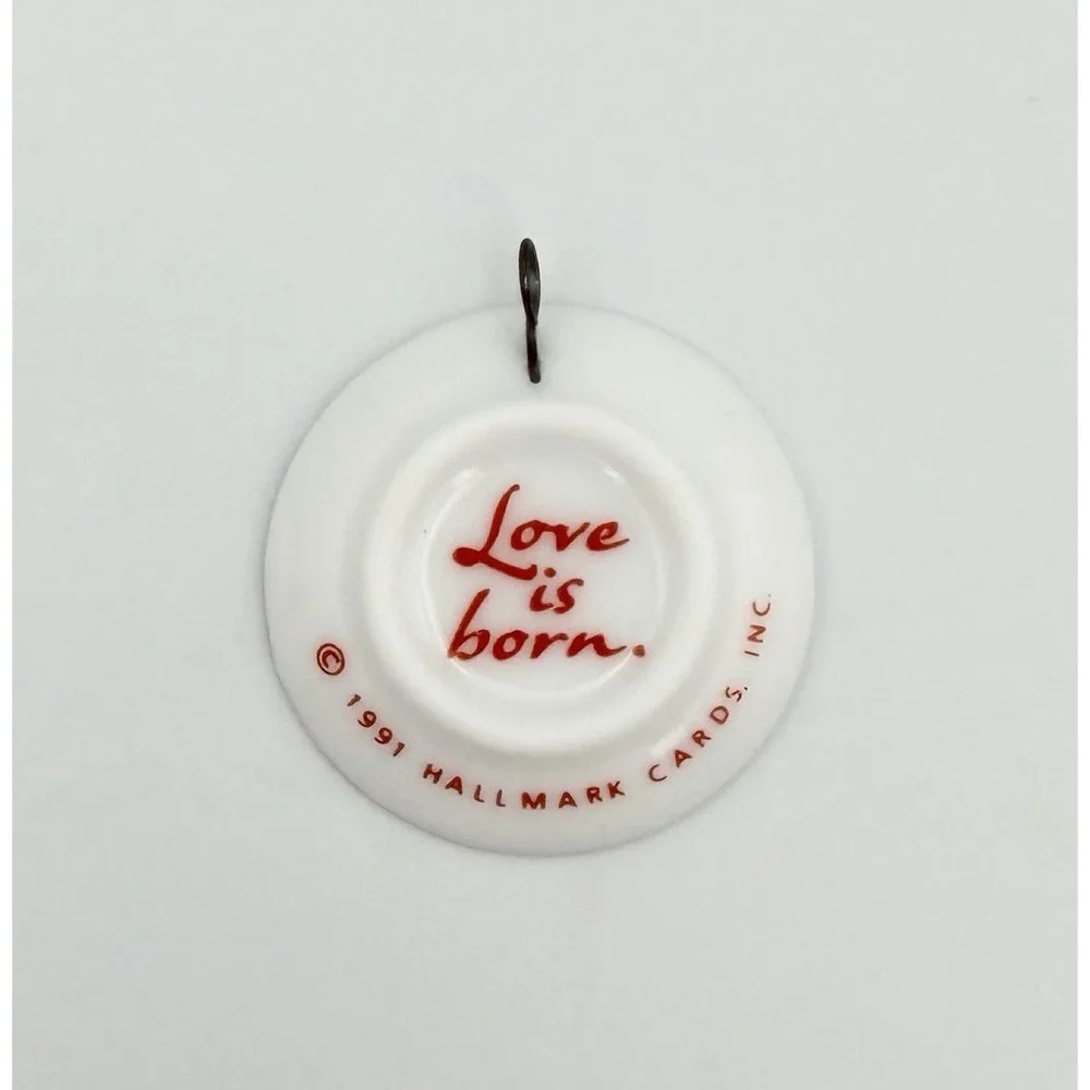 1991 Hallmark Keepsake Miniature Ornament Love Is Born Nativity Porcelain VTG